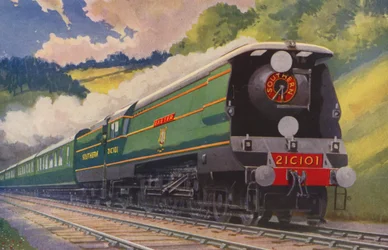 Een Southern Railway Main Line Express (kleurenlitho)