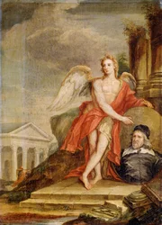 De Genius van de Architectuur met een portret van Inigo Jones