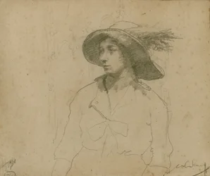 Studie voor een Portret van een Zittende Vrouw met Hoed