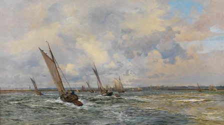Garnalenvissers die naar de wind trekken