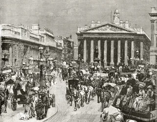 De Bank of England en de Royal Exchange in de negentiende eeuw, uit 