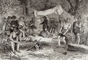 De Eerste Dag in Jamestown, 14 mei 1607, uit 