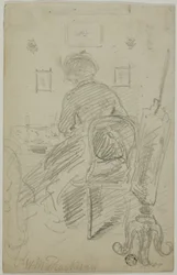 Dame schrijven (achteraanzicht)