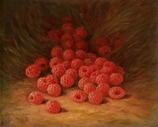 Rode frambozen op een bosbodem (1866)
