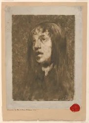 Portret van een vrouw, naar links kijkend