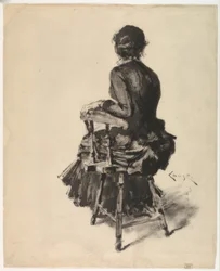 Zittende vrouw