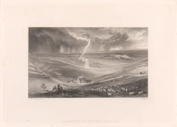 Veld van Waterloo met bliksem