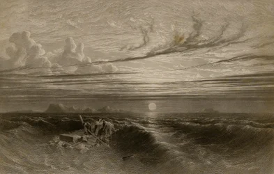 Zonsondergang op zee na een storm