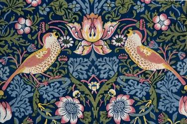 Aardbeienrover. Decoratieve stof, 1883