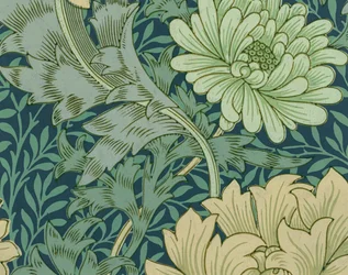 Behangstaal van William Morris met chrysant