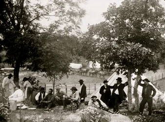 Gettysburg, Pennsylvania. Kamp van kapitein [John J.] Hoff. 1865 (foto)