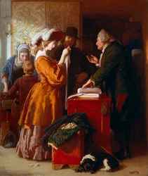 Het kiezen van de trouwjurk (detail)