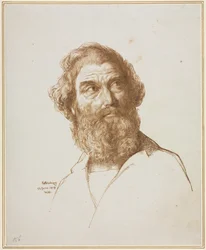 Hoofd van een Bebaarde Man die naar Links Kijkt, 1859