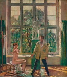 Zelfportret met model, ca. 1905, ca. 1932