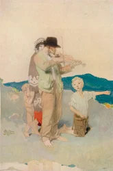 De violist, studie voor centrale groep in de Wayside Wedding, ca. 1923