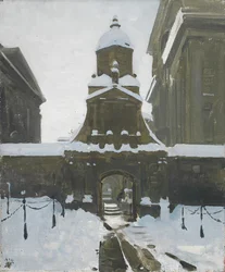 De poort van eer onder sneeuw