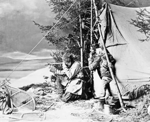 Leven van de Trapper in Canada (foto door Nottman, ca. 1890)