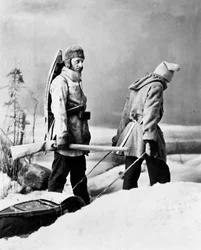 Het leven van de Trapper in Canada, foto door Nottman, circa 1890.