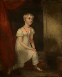 Horatia Nelson knielt voor het graf van haar vader, c.1807