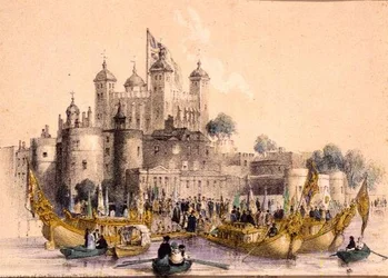 Inscheping van de Edele Heer de Burgemeester bij de Tower of London
