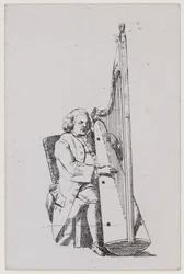 John Parry speelt harp, ca. 1760-1780
