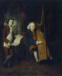 John Parry de Blinde Harpist met een Assistent