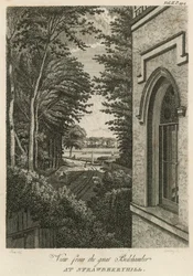 Uitzicht vanuit de grote slaapkamer in Strawberry Hill, Londen