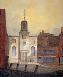 Uitzicht op de Heilige Drie-eenheidskerk, Minories, City of London, 1810