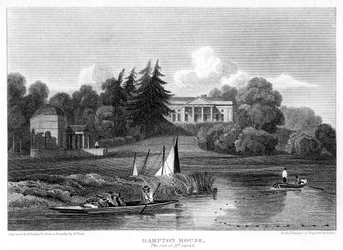 Hampton House, de zetel van Mr. Garrick, Hampton, Richmond upon Thames, Londen, 1815