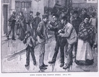 Scène tijdens de staking van Preston 1856 AD