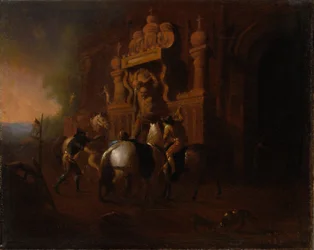 Paarden bij een fontein