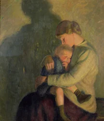 Moeder en kind: kaarslicht