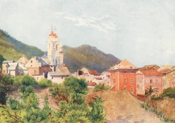 Laigueglia, bij Alassio (kleurenlitho)