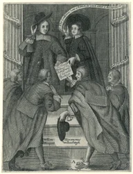 Het aanbieden van een petitie aan de Engelse staatssecretaris, ca. 1654