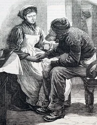 Een ouder echtpaar. Door William Small (1843-1929) een Engelse illustrator. 1880 (gravure)
