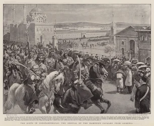 De rellen in Constantinopel, de aankomst van de Hamidieh cavalerie uit Armenië
