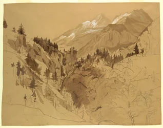 Studie van Landschap, Meiringen, Zwitserland