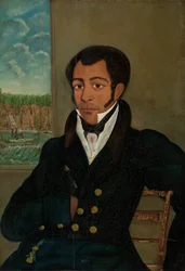Portret van een man (mogelijk Peter Vogelsang Sr.), waarschijnlijk 1829 (olieverf op hout)