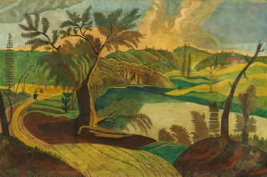 Gestileerd landschap, tweede helft 19e eeuw (olieverf op doek)
