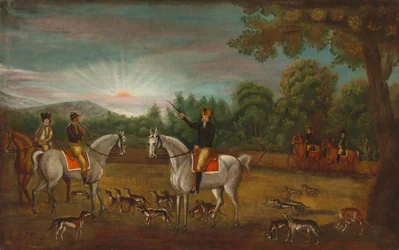 Het begin van de jacht, ca.1800 (olieverf op doek)