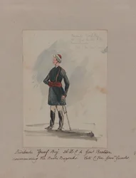 Bimbashi Yusuf Bey A.D.C. bij Genl. Beatson, commandant van de Bashi Bazouks. Late C. Fox. Grenr Guards