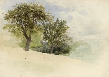 Landschap met bomen op een heuvel, 1880-85
