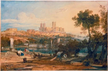 Kathedraal van Lincoln vanaf de Holmes, Brayford