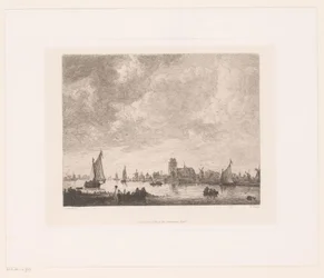 Gezicht op de Merwede voor Dordrecht