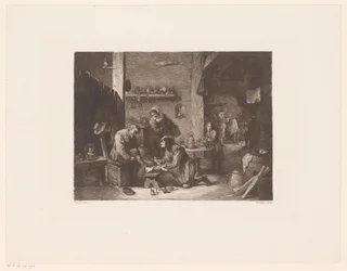 Interieur met een arts en een barbier