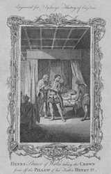 Henry Prins van Wales neemt de kroon van het kussen van zijn vader Henry IV, 1773