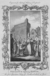 Paulinus doopt Edwin, de eerste christelijke koning van Northumberland, in York, 1773