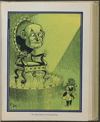 "De ogen keken haar bedachtzaam aan", illustratie uit "De wonderbaarlijke tovenaar van Oz" door Lyman Frank Baum