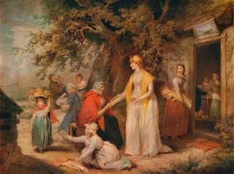 Buiten een landelijke herberg, 18e eeuw