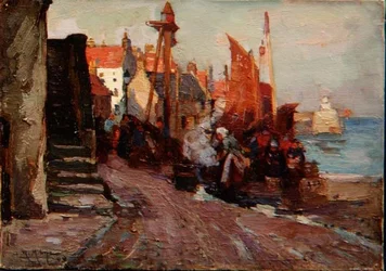 Het lossen van de vangst